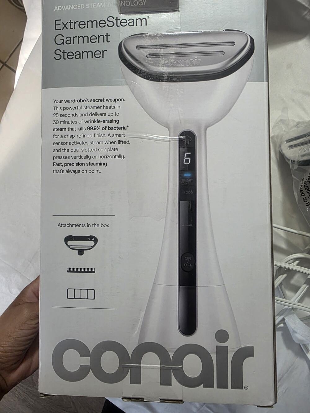 Conair ExtremeSteam Garment Steamer Handheld Corded 25s Heat 30min White/Black